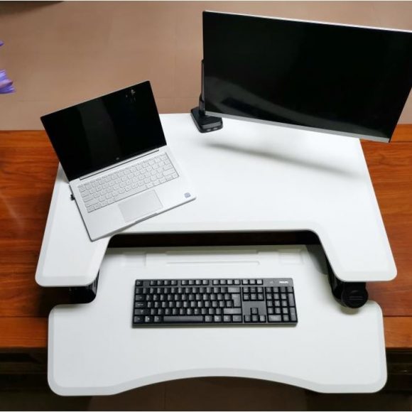 Ergonomically Adjustable Standing / Sitting Computer Stand Desk UP36 White