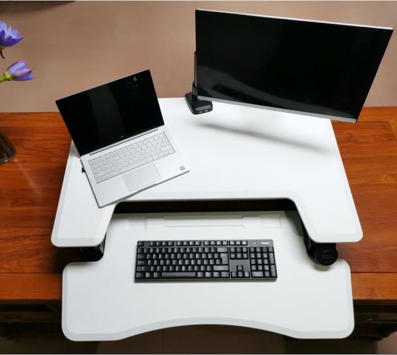 Ergonomically Adjustable Standing Sitting Computer Stand Desk